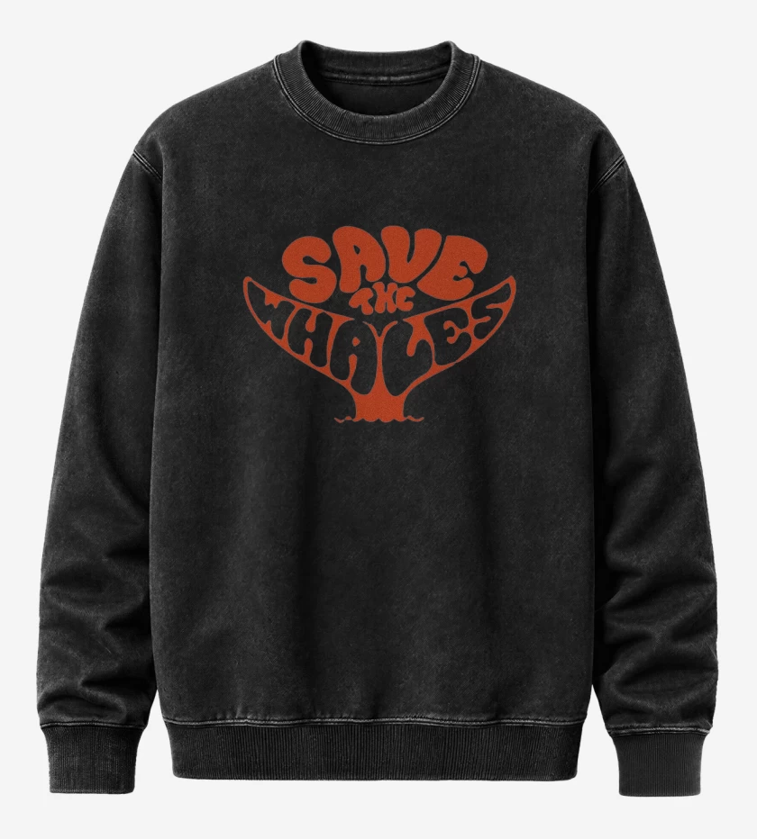 Poleron Polo Acid Wash Negro de Save the whales 
