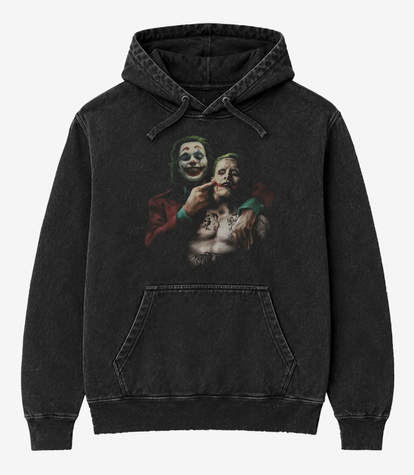 Poleron Canguro Acid Wash Negro de Jokers 2 