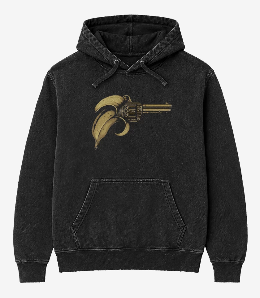 Poleron Canguro Acid Wash Negro de Bang Banana 