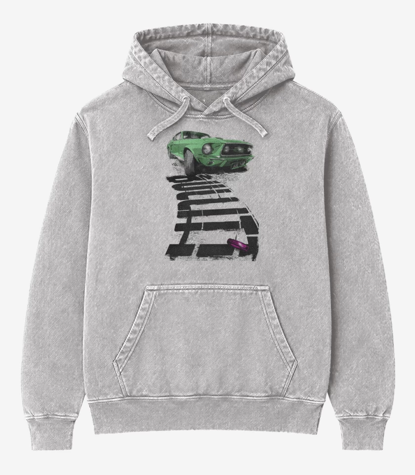Poleron Canguro Acid Wash Gris Melange de Bullit
