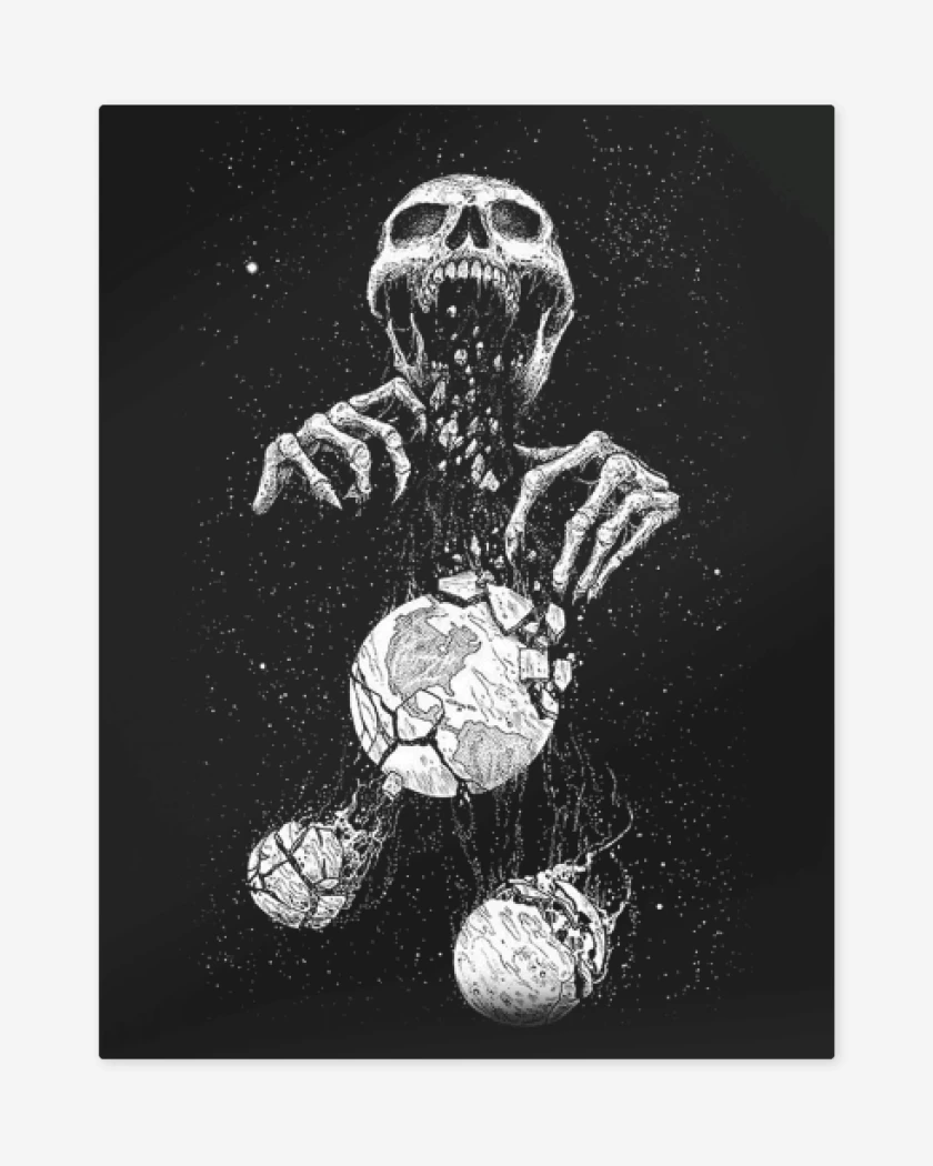 Print metalico Negro de Space skull