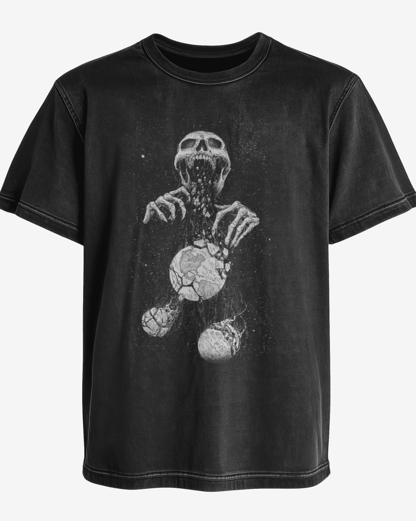 Polera desgastada Negro de Space skull