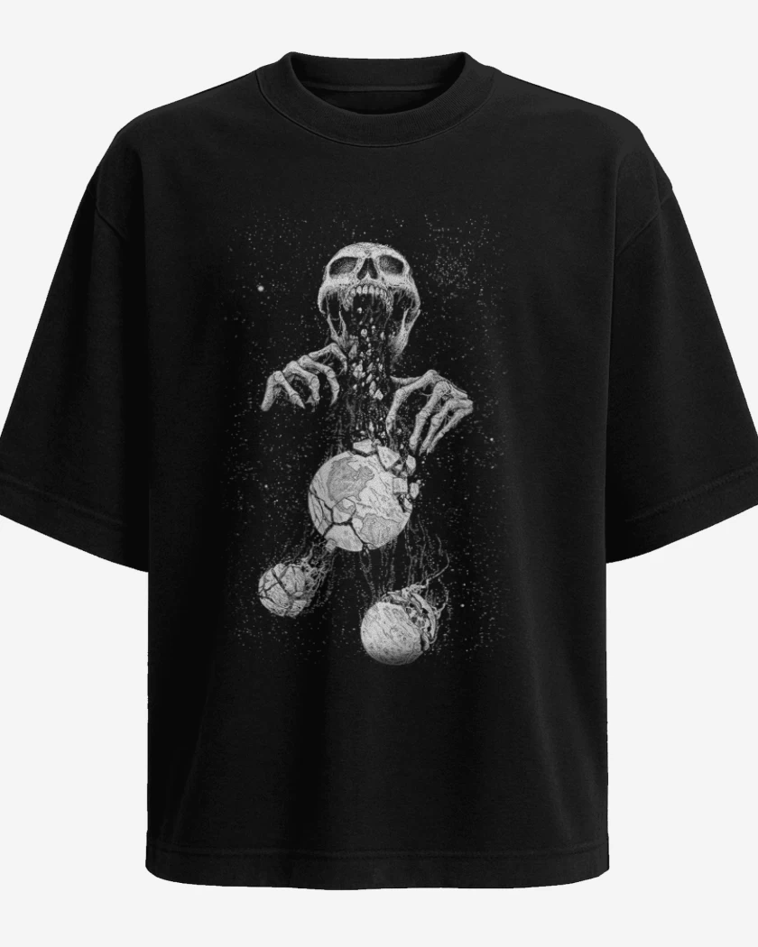 Polera Oversize Negro de Space skull