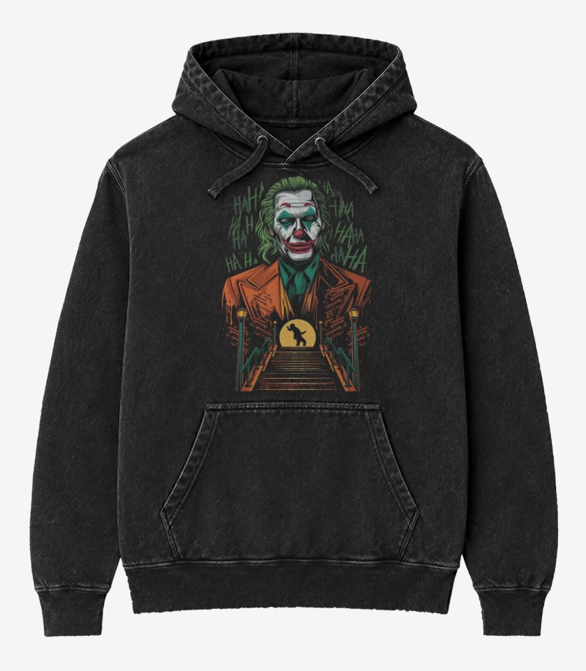 Poleron Canguro Acid Wash Negro de joaquin joke