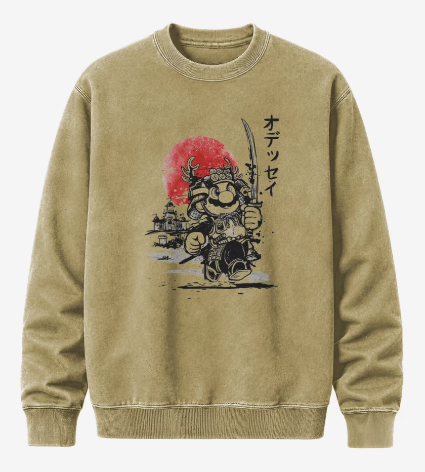 Poleron Polo Acid Wash Beige de Super bigote japones
