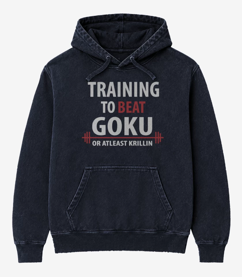 Poleron Canguro Acid Wash Azul Marino de Training to beat Goku