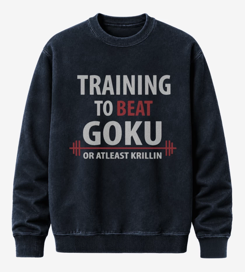 Poleron Polo Acid Wash Azul Marino de Training to beat Goku
