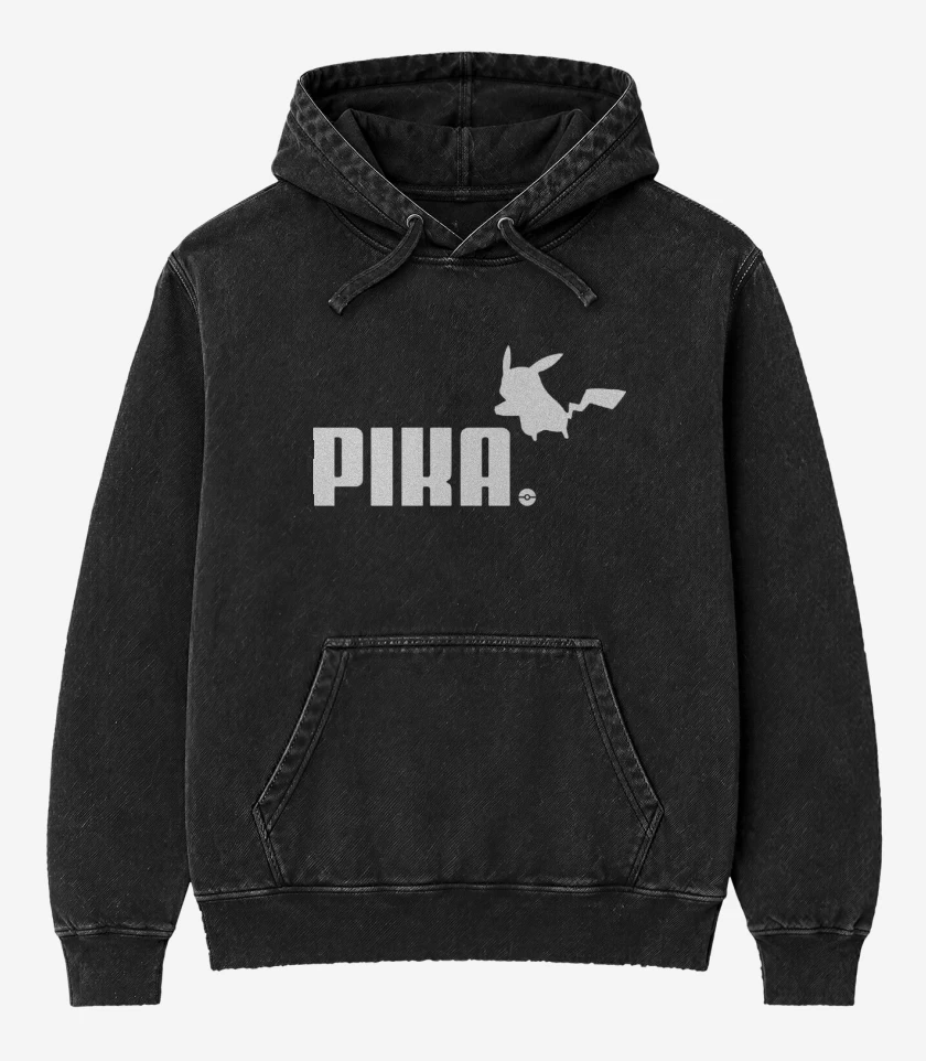 Poleron Canguro Acid Wash Negro de Pika