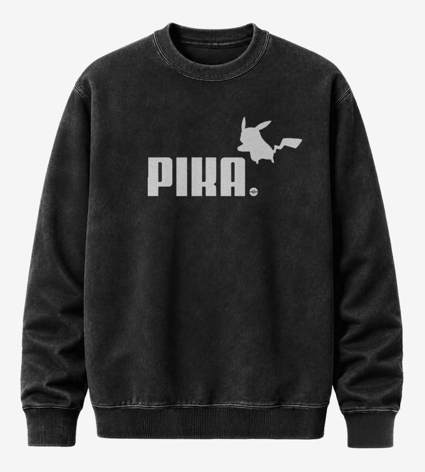 Poleron Polo Acid Wash Negro de Pika