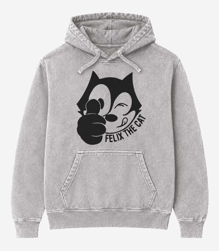 Poleron Canguro Acid Wash Gris Melange de Felix el gato