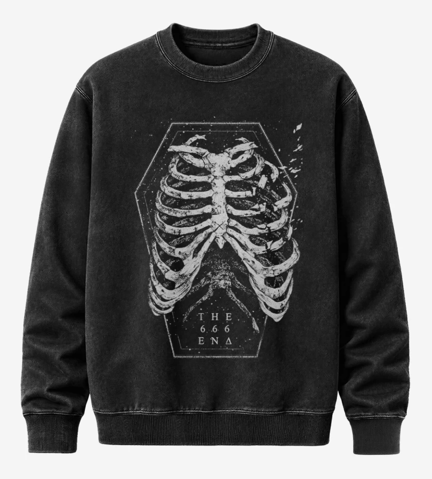 Poleron Polo Acid Wash Negro de Huesos