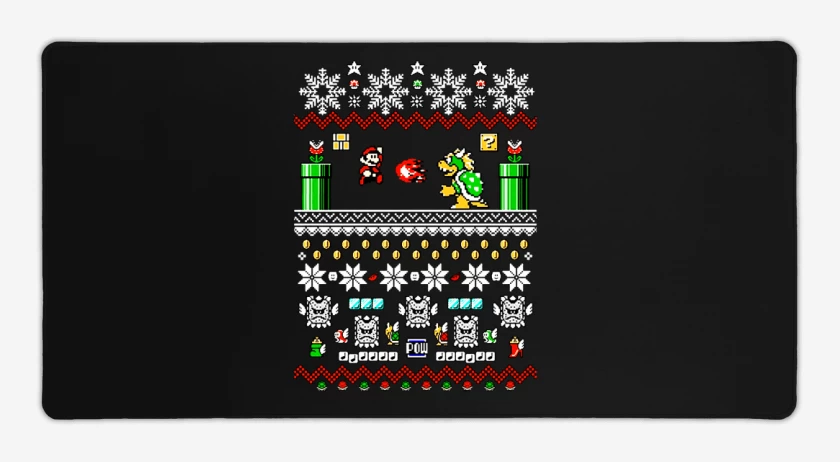 Mouse pad Gamer Negro de Super bigote Navideño
