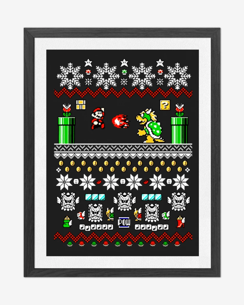 Cuadro decorativo Negro de Super bigote Navideño
