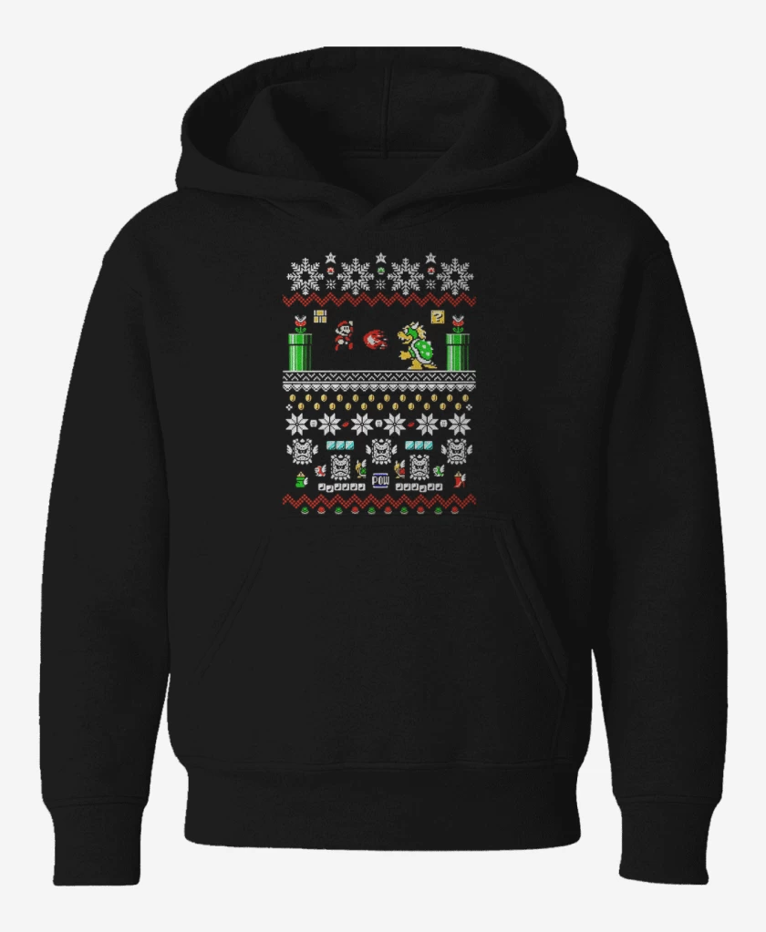Poleron de niño Negro de Super bigote Navideño