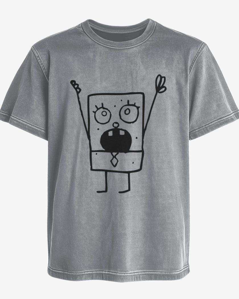Polera desgastada Gris Melange de Bob Esponja
