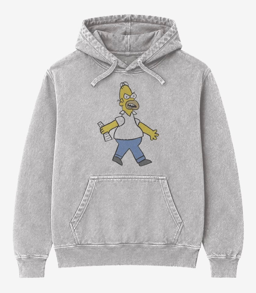 Poleron Canguro Acid Wash Gris Melange de Papá enojado