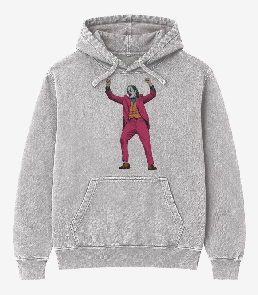 Poleron Canguro Acid Wash Gris Melange de jokerazo