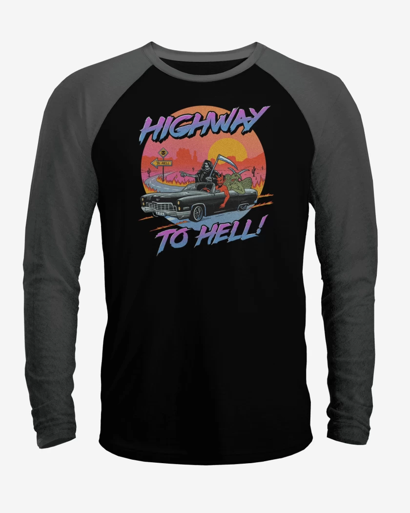 Polera Raglan Negro / Negro Heather de Highway to hell