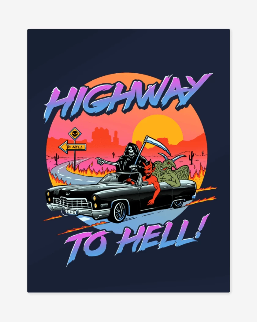 Print metalico Azul Marino de Highway to hell