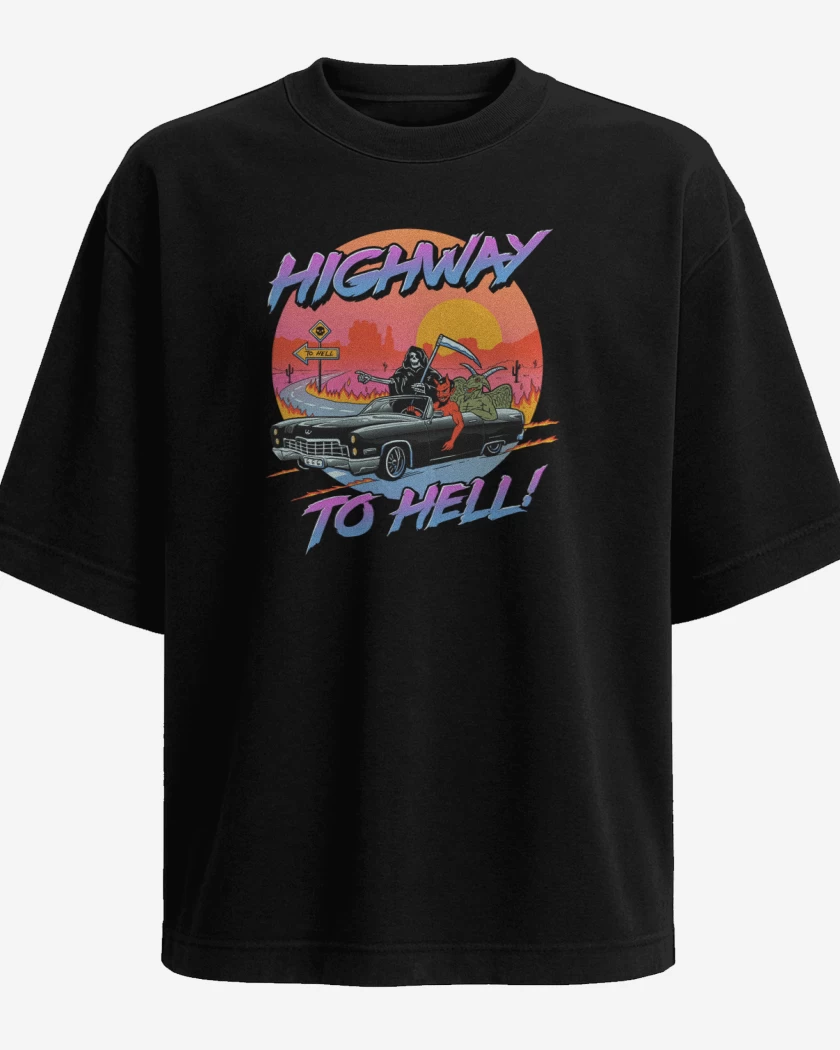 Polera Oversize Negro de Highway to hell