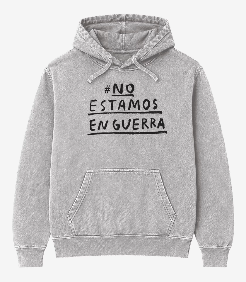 Poleron Canguro Acid Wash Gris Melange de #No estamos en guerra 