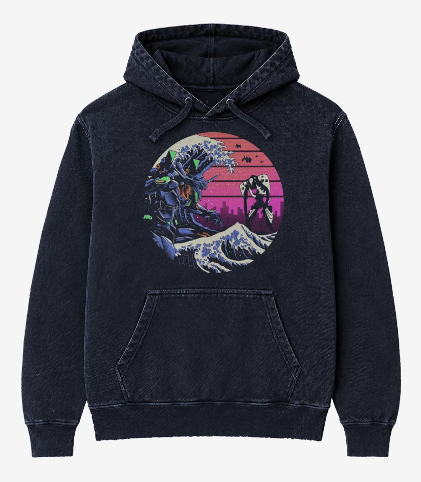 Poleron Canguro Acid Wash Azul Marino de Evart