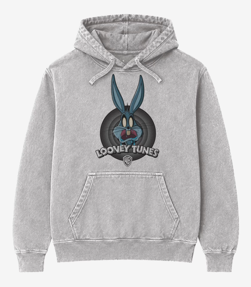 Poleron Canguro Acid Wash Gris Melange de Zombie tunes 1