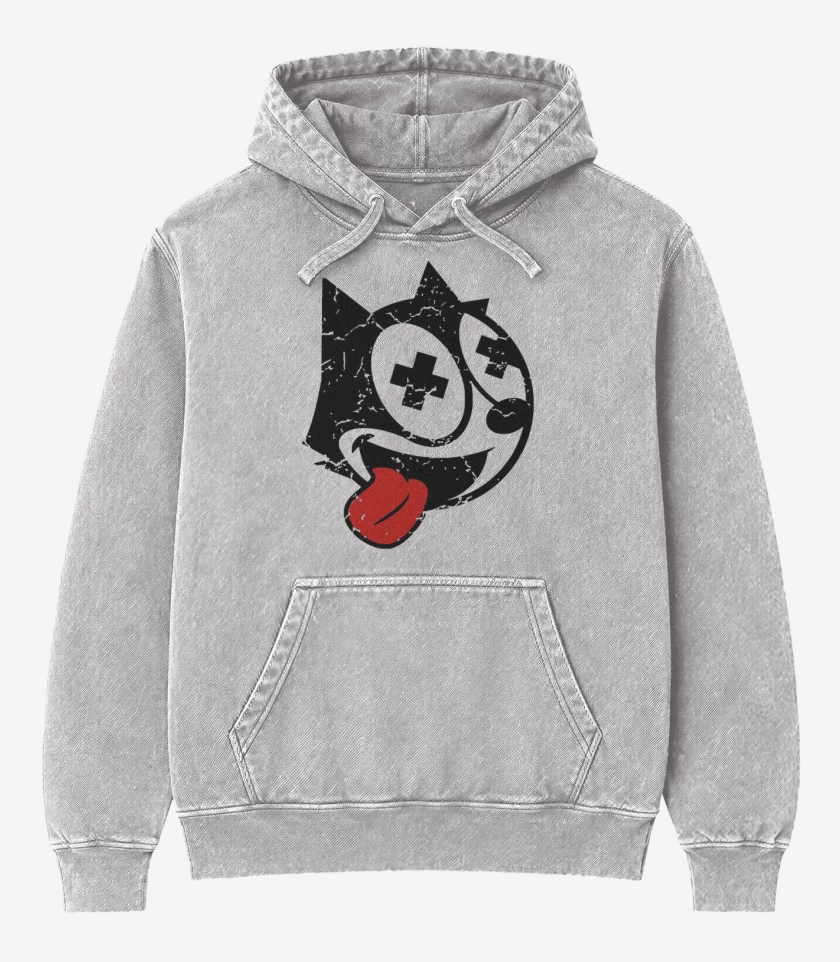 Poleron Canguro Acid Wash Gris Melange de Felix