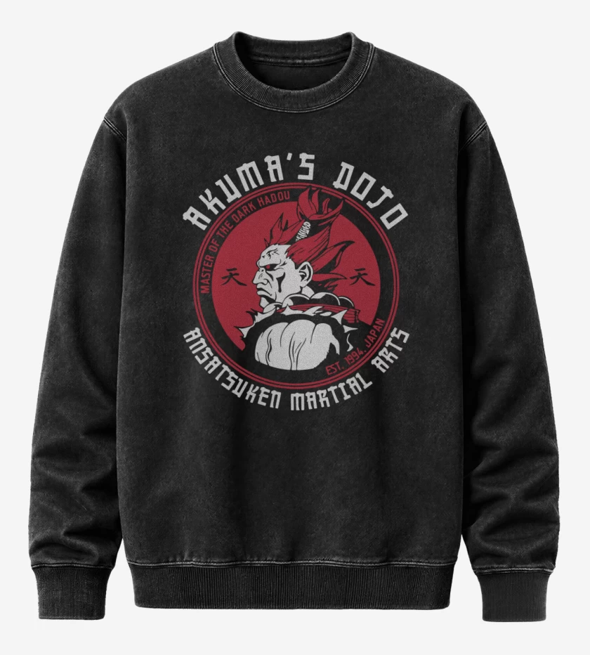 Poleron Polo Acid Wash Negro de Akumas dojo