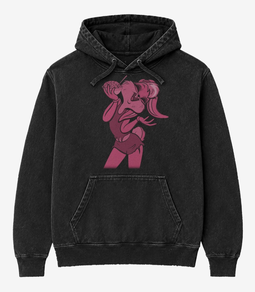Poleron Canguro Acid Wash Negro de Zombie tunes 3