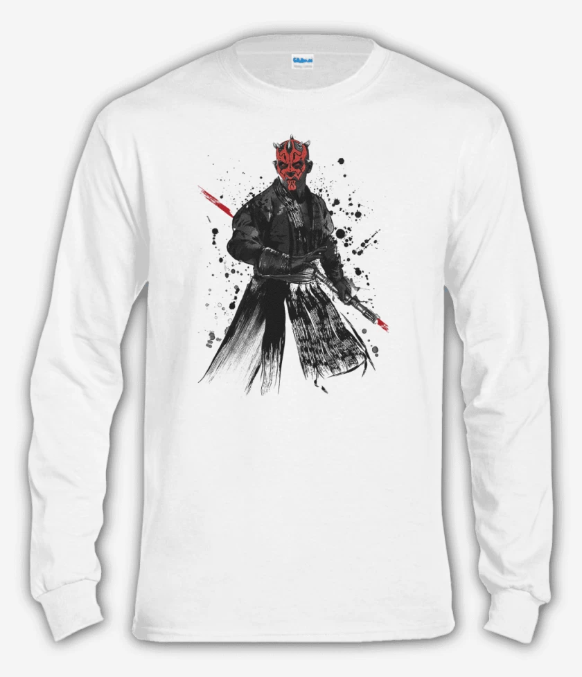 Polera manga larga Blanco de Darth Maul el pulento