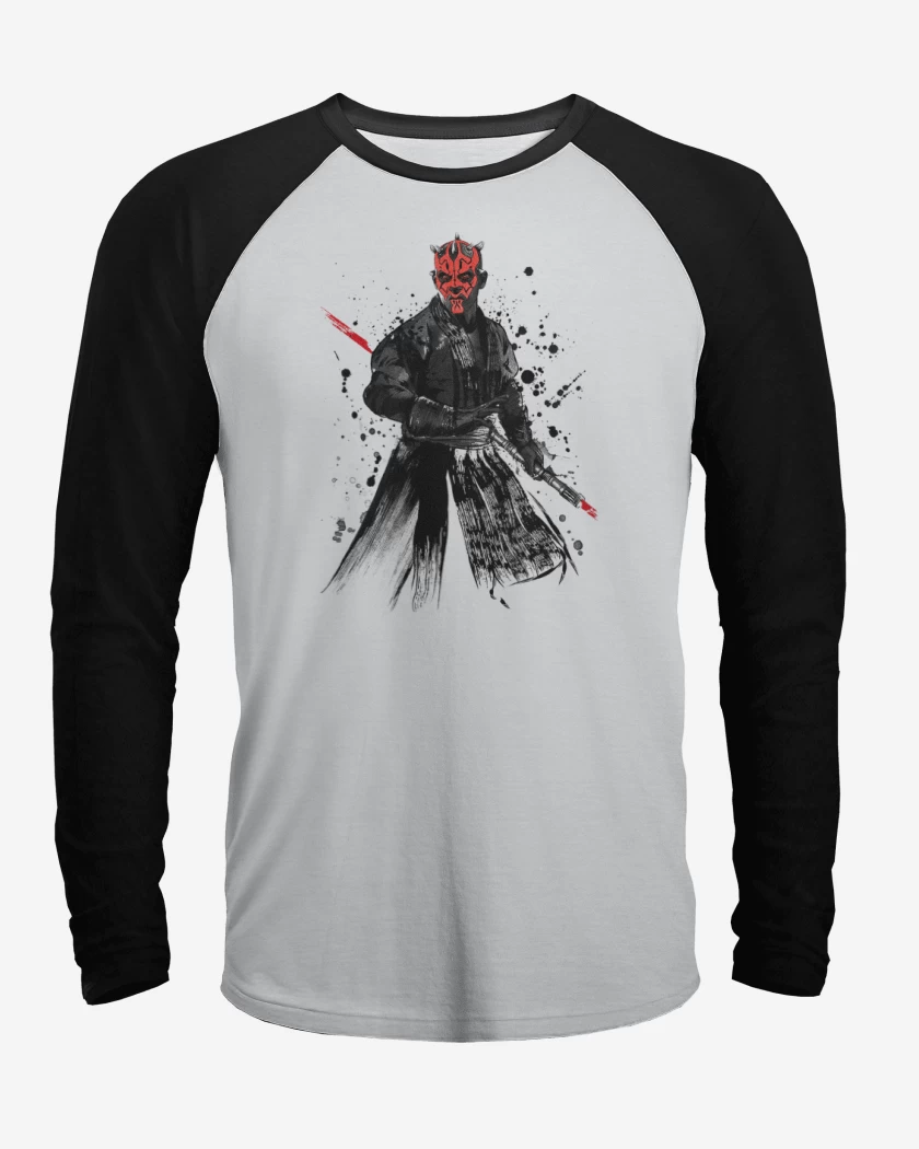 Polera Raglan Blanco / Negro de Darth Maul el pulento