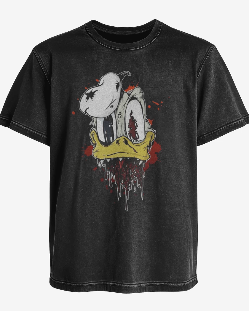 Polera desgastada Negro de Zombie donald