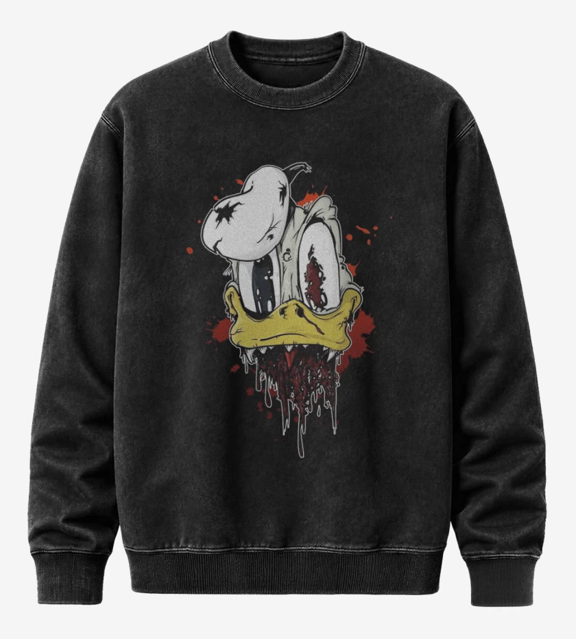 Poleron Polo Acid Wash Negro de Zombie donald