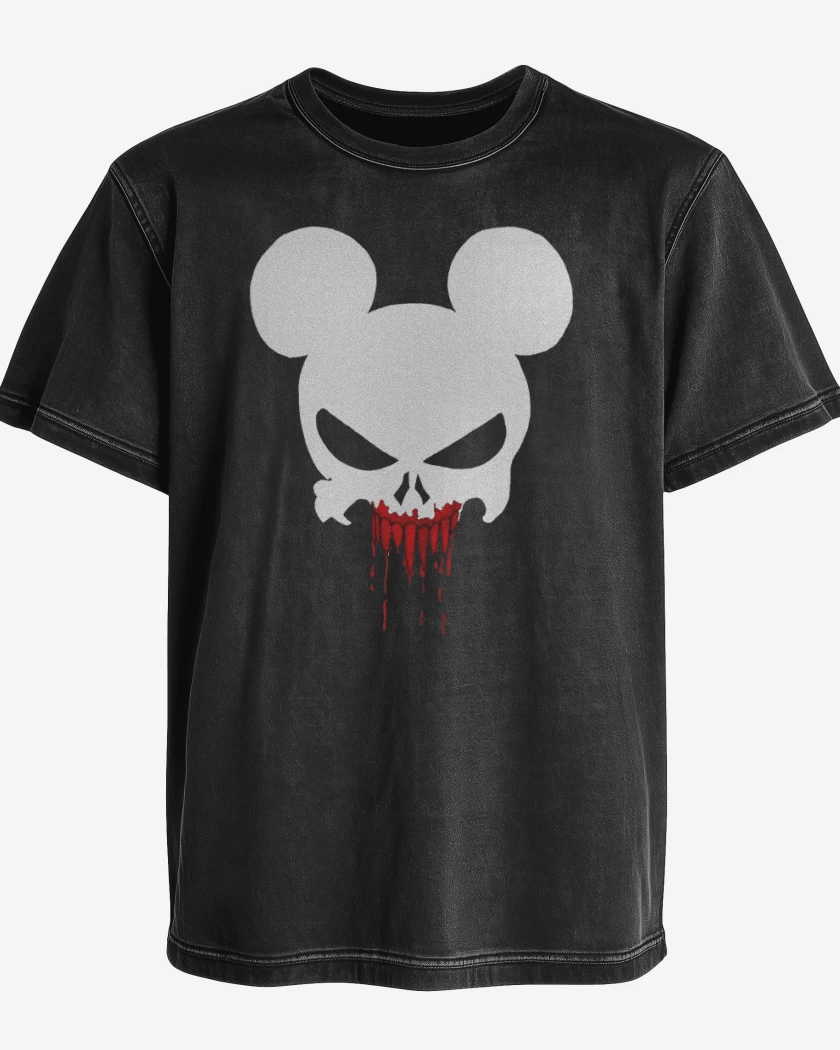 Polera desgastada Negro de Mickey punisher