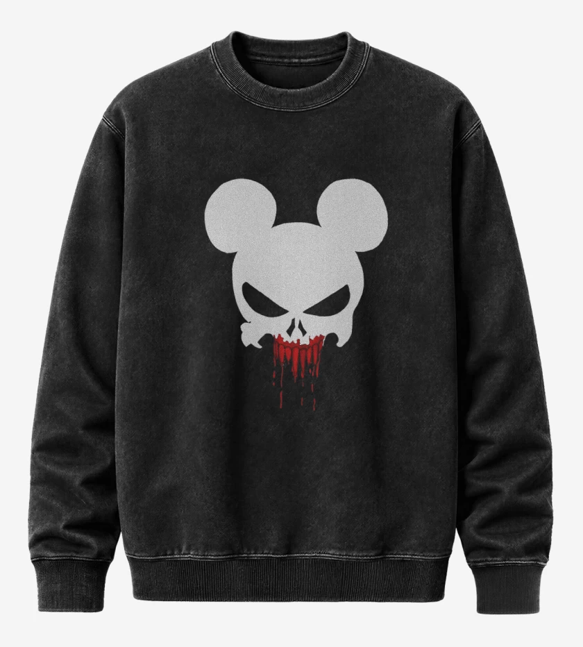 Poleron Polo Acid Wash Negro de Mickey punisher
