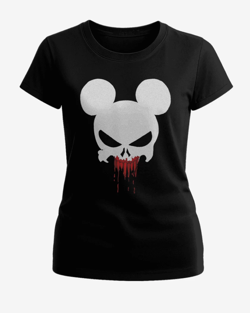Polera de Mujer Negro de Mickey punisher