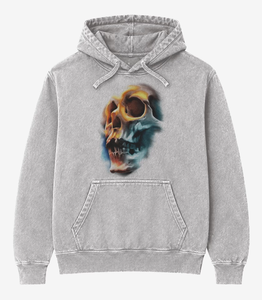 Poleron Canguro Acid Wash Gris Melange de Calaca colors