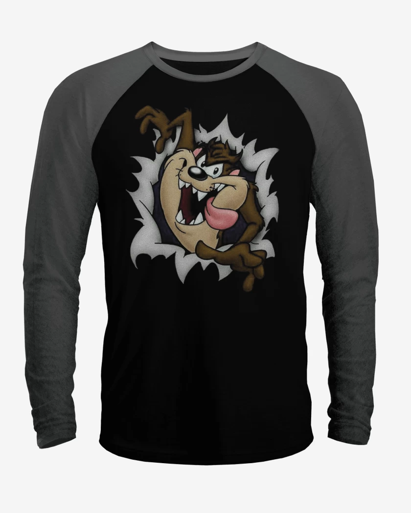 Polera Raglan Negro / Negro Heather de Demonio taz