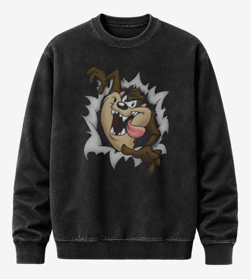 Poleron Polo Acid Wash Negro de Demonio taz