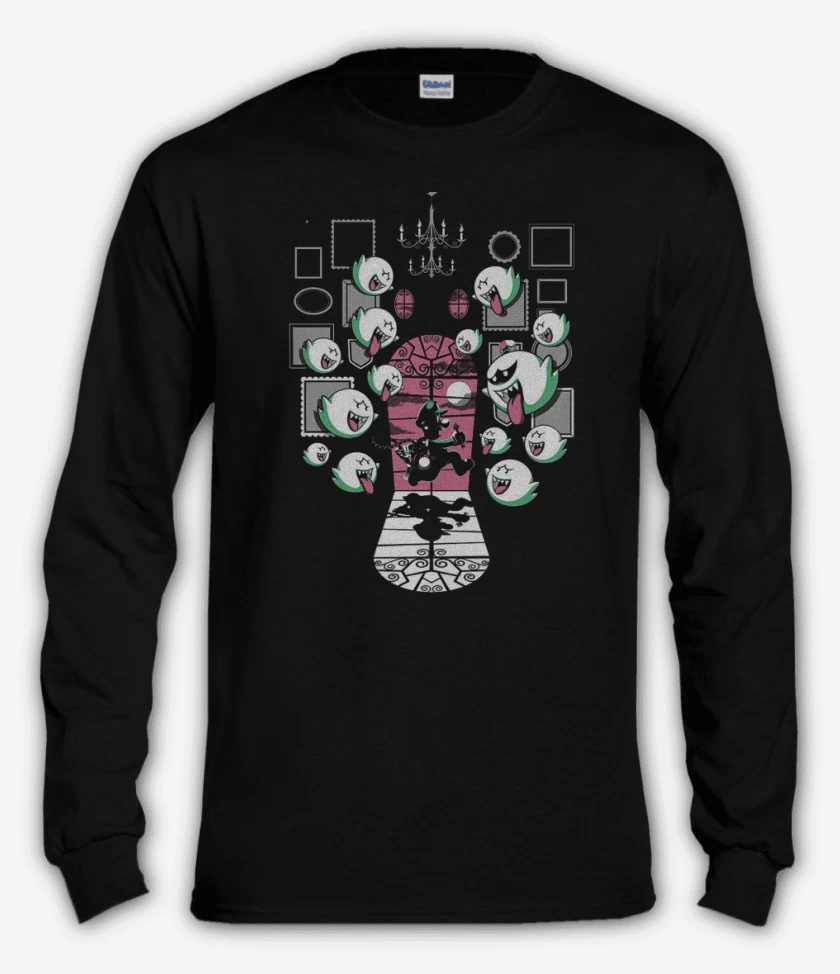 Polera manga larga Negro de Luigi cazafantasmas