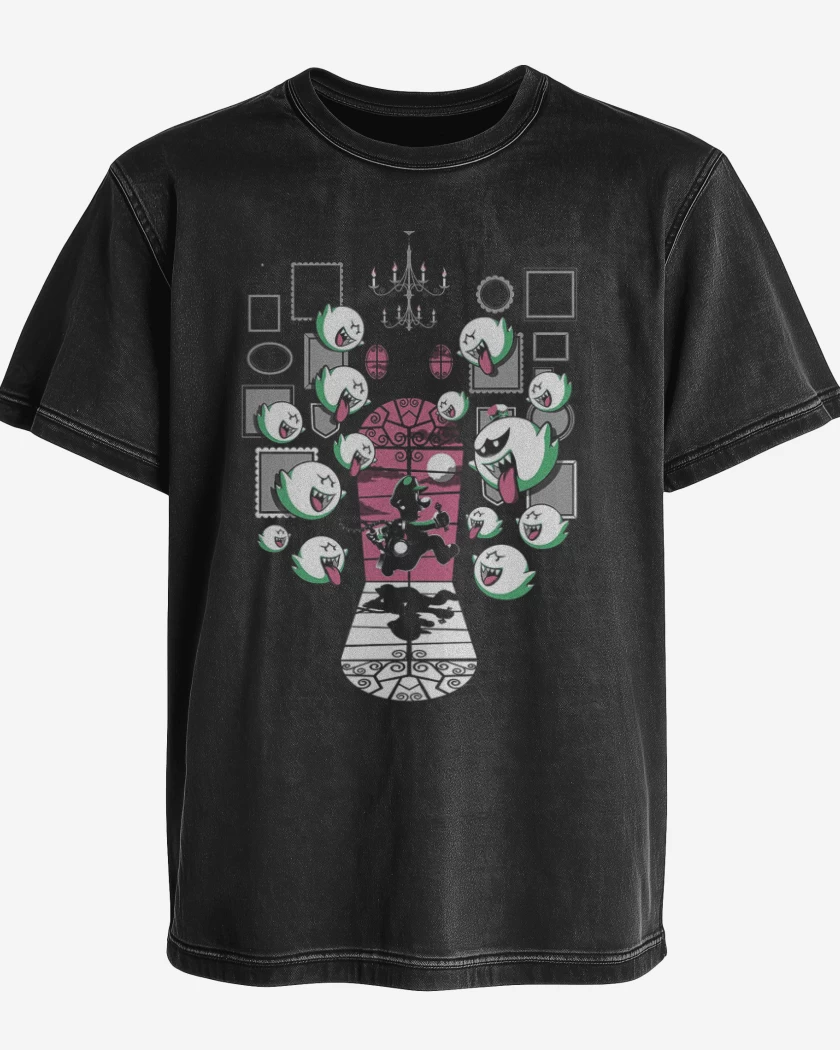 Polera desgastada Negro de Luigi cazafantasmas