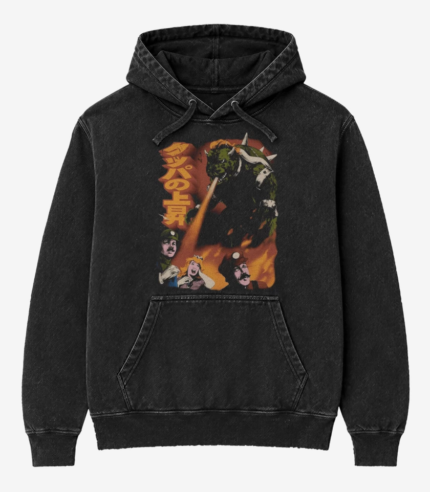 Poleron Canguro Acid Wash Negro de Bigotezilla