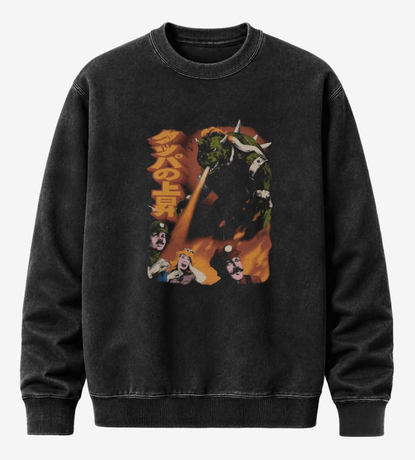 Poleron Polo Acid Wash Negro de Bigotezilla
