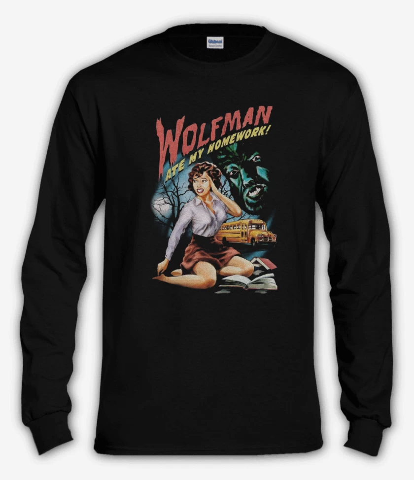Polera manga larga Negro de Hombrelobo