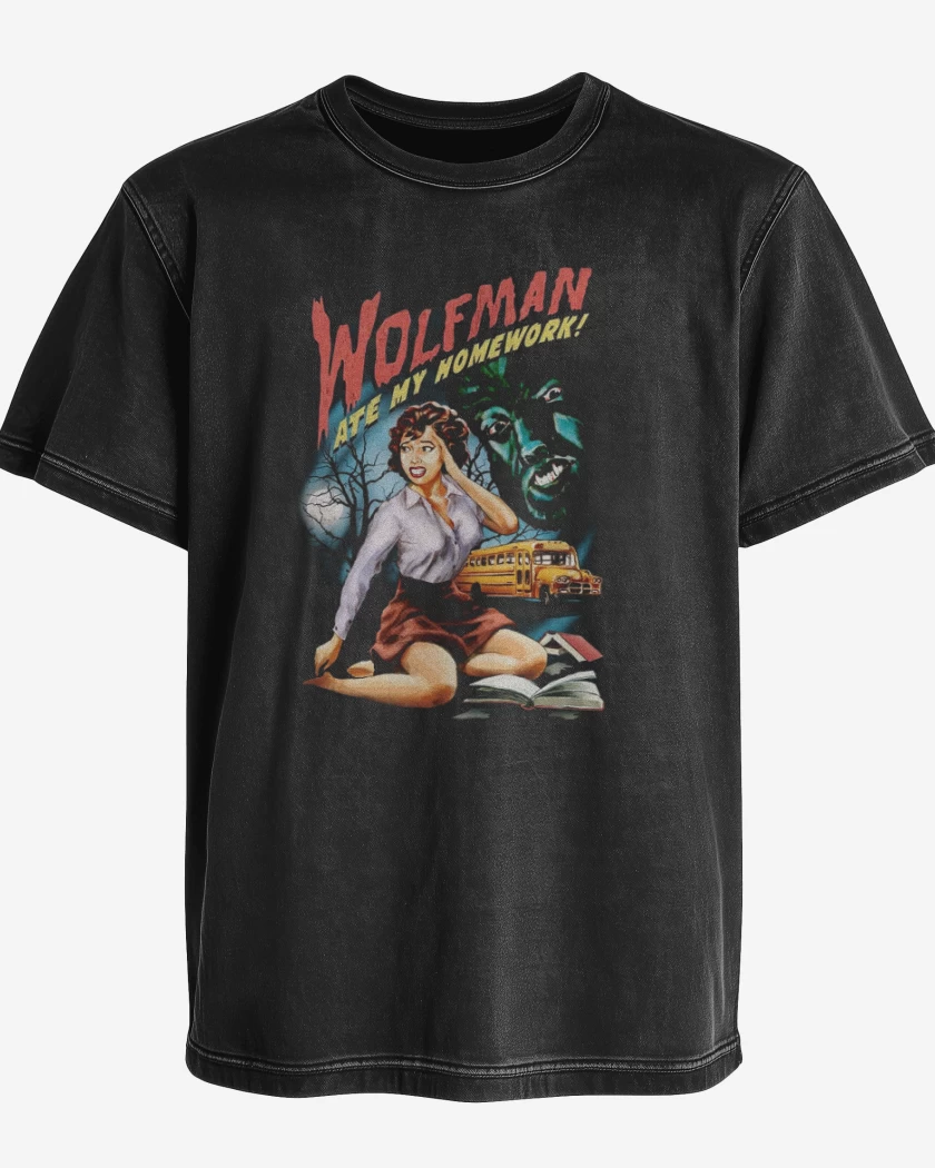 Polera desgastada Negro de Hombrelobo