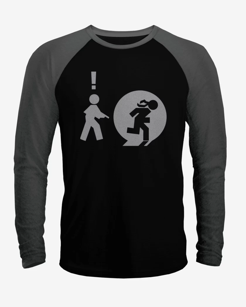 Polera Raglan Negro / Negro Heather de MG - Iconos