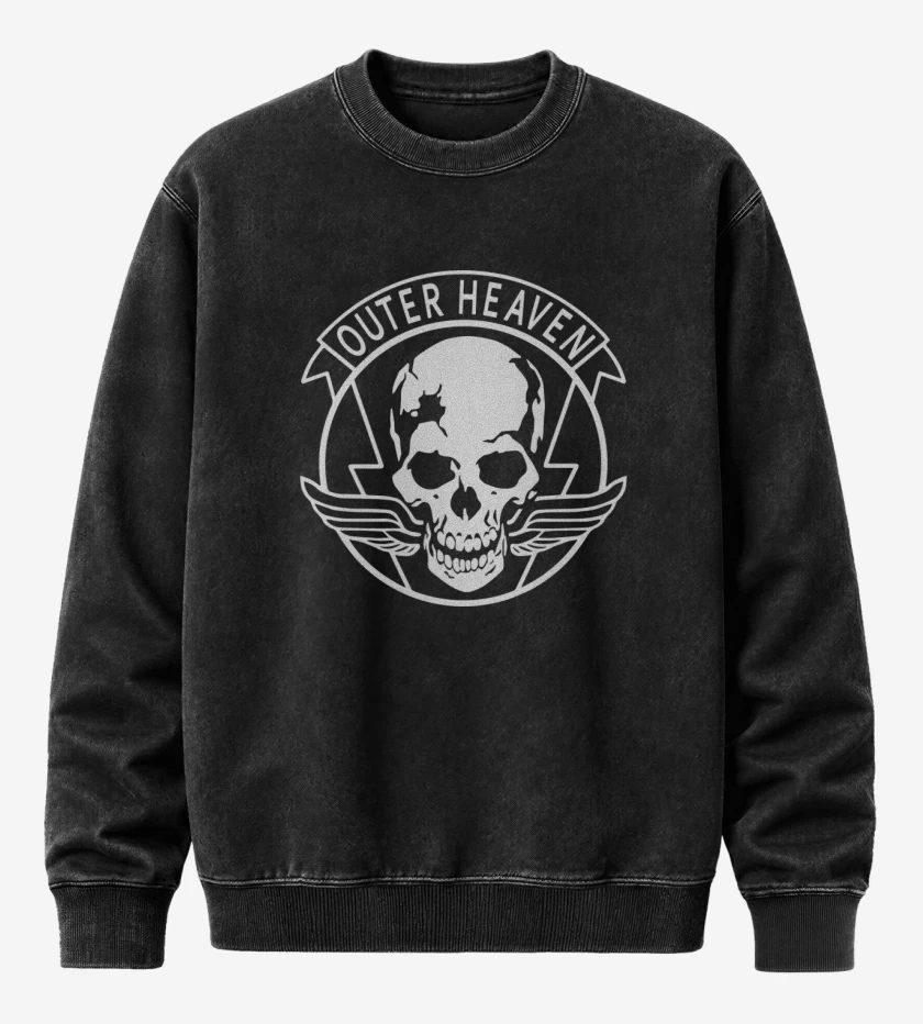 Poleron Polo Acid Wash Negro de Outer Heaven