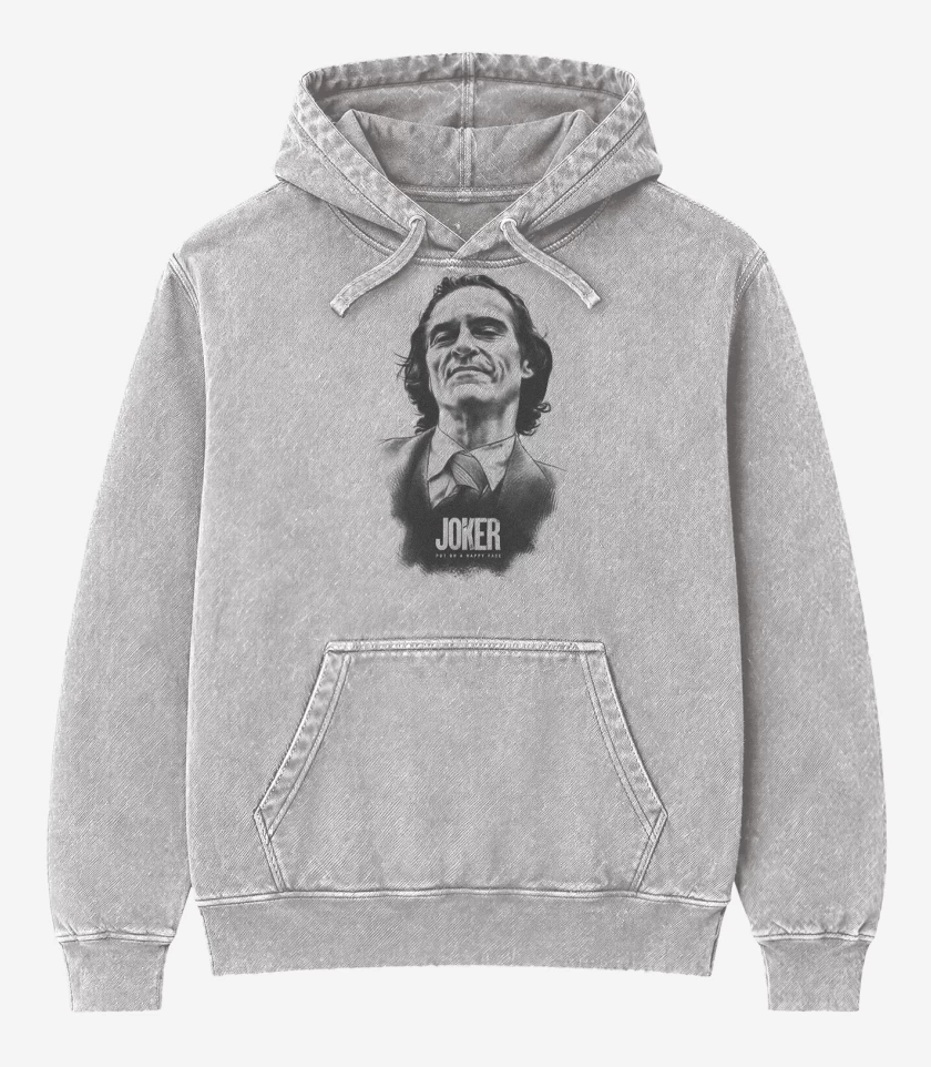 Poleron Canguro Acid Wash Gris Melange de Joker lapiz 