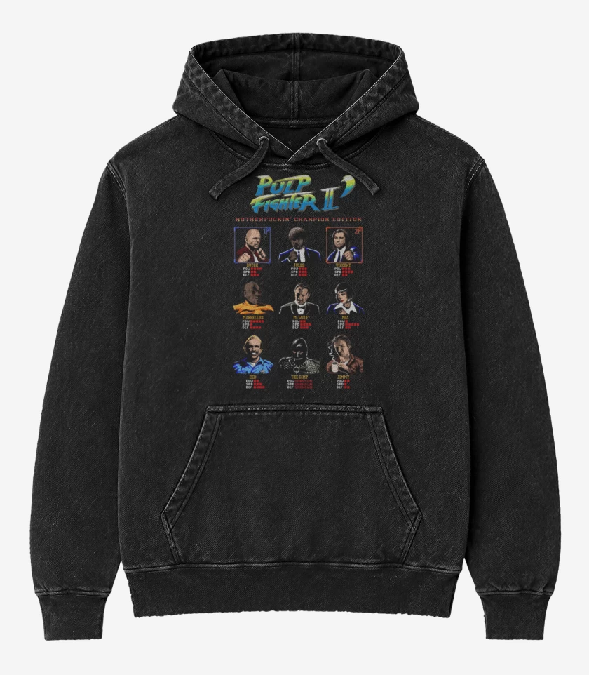 Poleron Canguro Acid Wash Negro de Pulp fighter